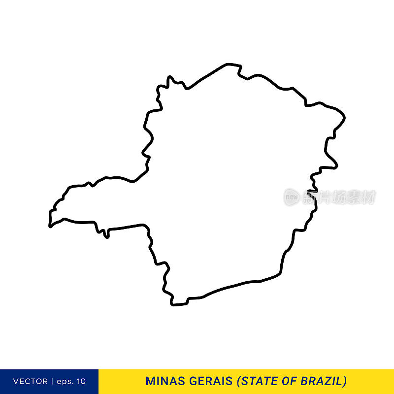 米纳斯吉拉斯州轮廓图-巴西矢量股票插图设计模板。
