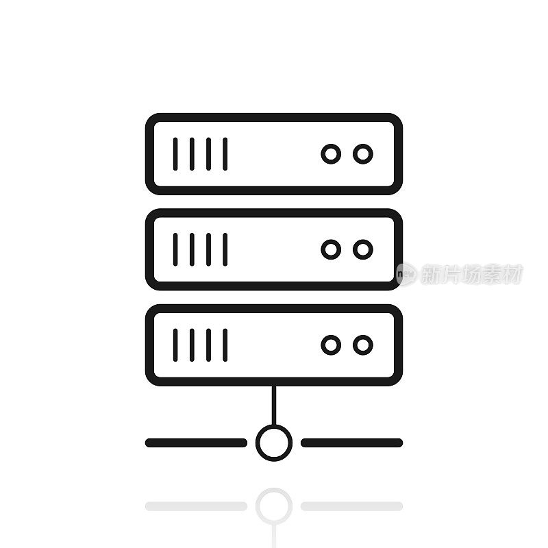 服务器。白色背景上反射的图标