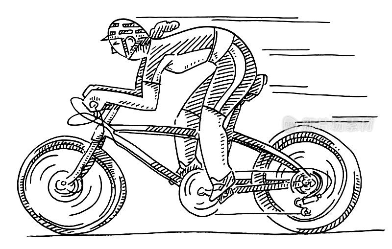 卡通女子赛车自行车画