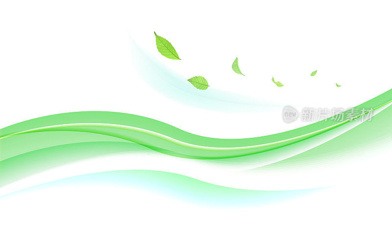 在风中飞舞的嫩叶(清爽的图片)绿浪白底