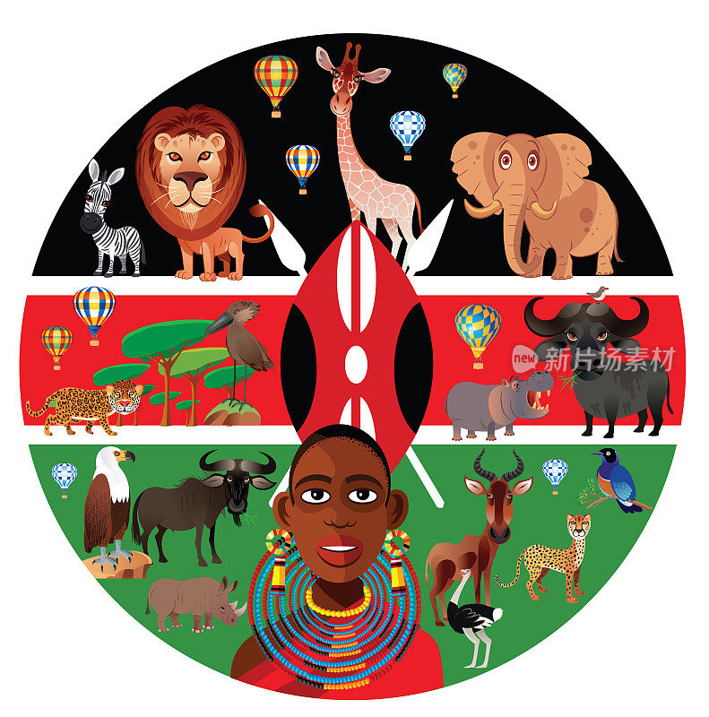 肯尼亚国旗和动物