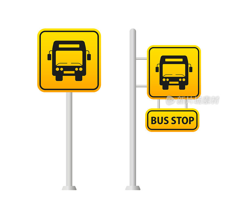 公交安装后矢量平面材质设计对象。公交站牌。平面设计。矢量图