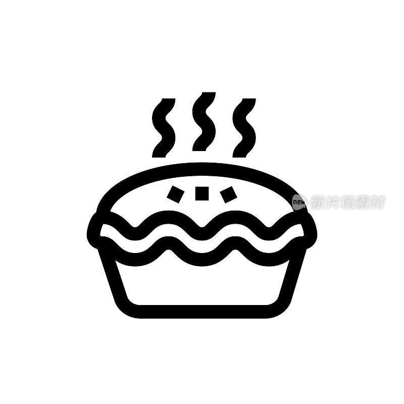 苹果派线图标，设计，像素完美，可编辑笔触。标志、标志、符号。采购产品甜点，面包店，蛋糕，糖果。