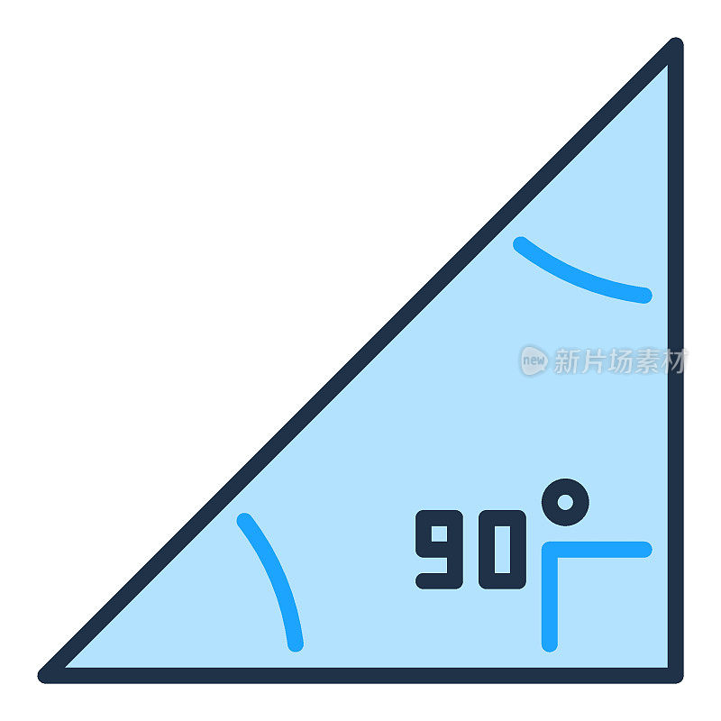 数学90度角矢量直角三角形概念蓝色图标