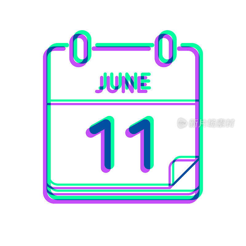 6月11日。图标与两种颜色叠加在白色背景上