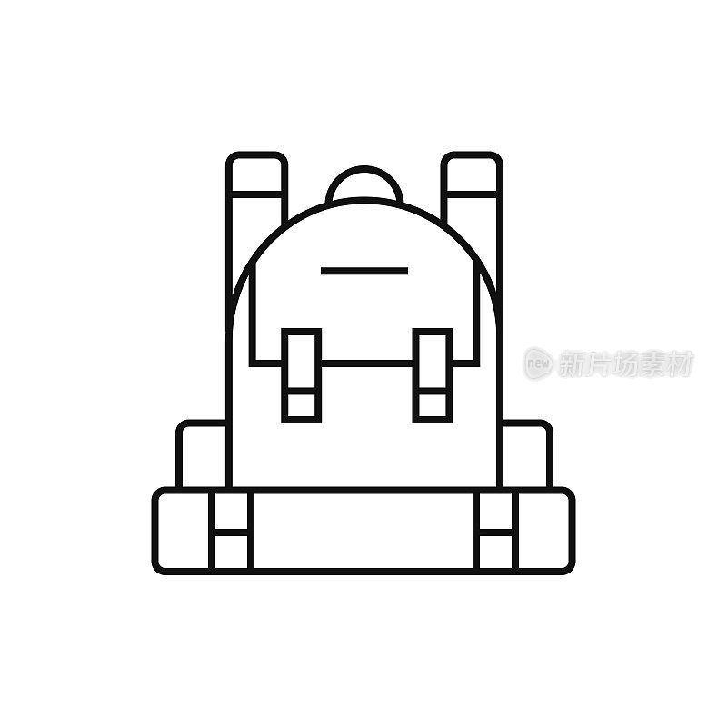 背包线图标矢量插图。图标设计的标志，移动应用程序，网站，用户界面，用户体验，标志，符号。