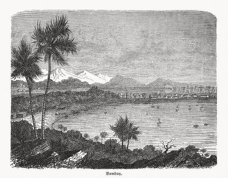 《孟买的历史观》，印度，木版画，1869年出版