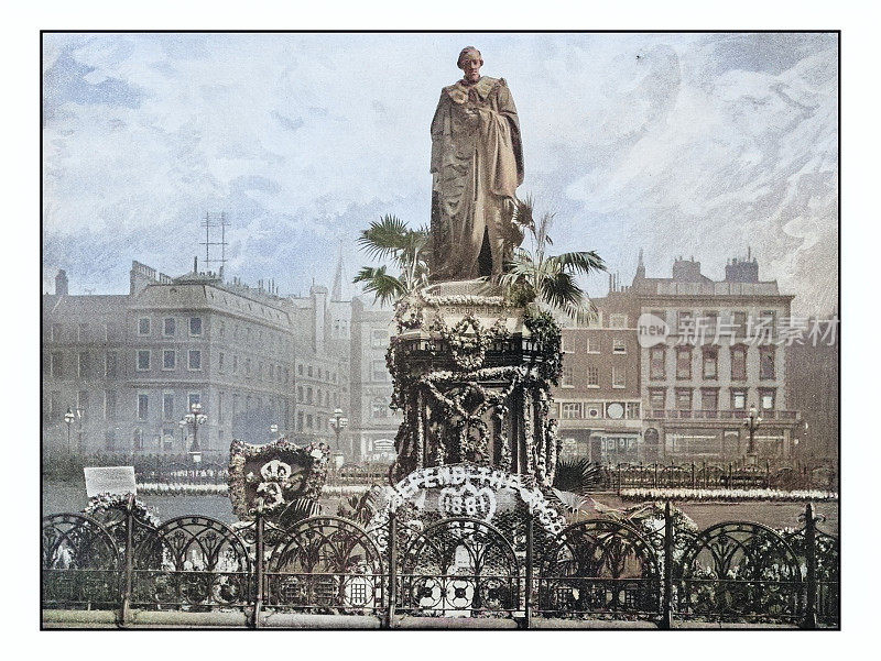 古董伦敦的照片:比肯斯菲尔德勋爵在樱草花日的雕像