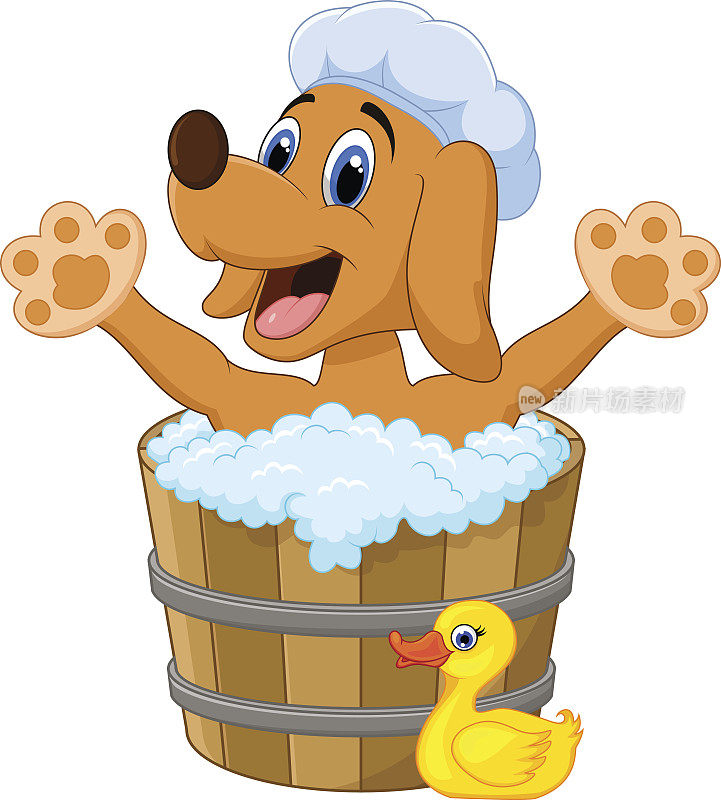 卡通狗洗澡在狗洗澡