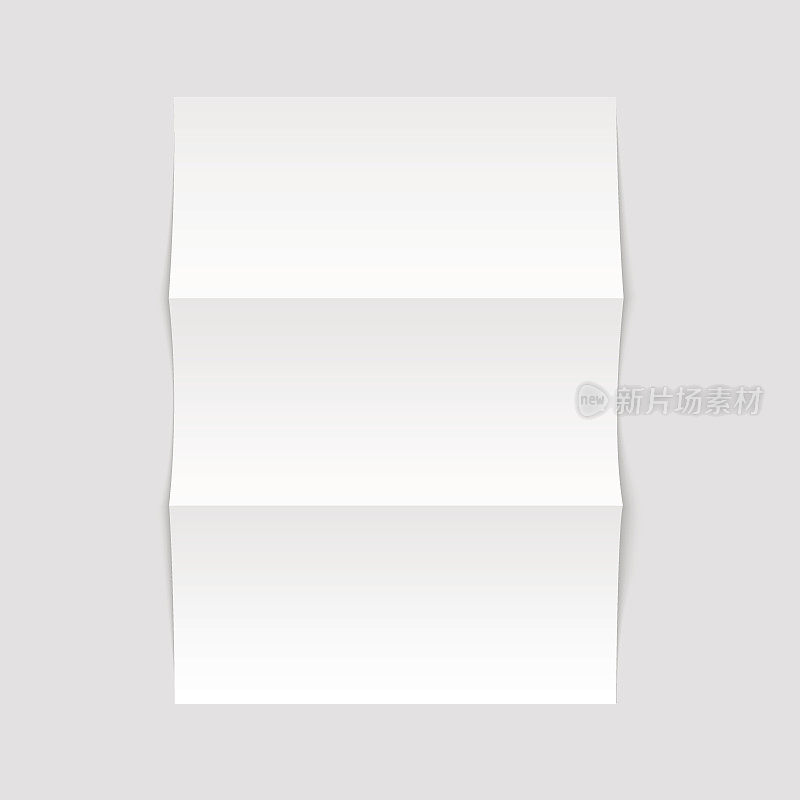 白色空白三页纸宣传册在灰色背景与柔和的阴影和亮点。矢量图