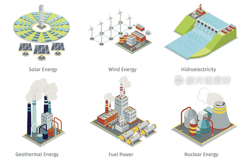 电厂图标。发电厂和电源