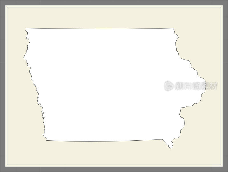 爱荷华州轮廓矢量地图制图