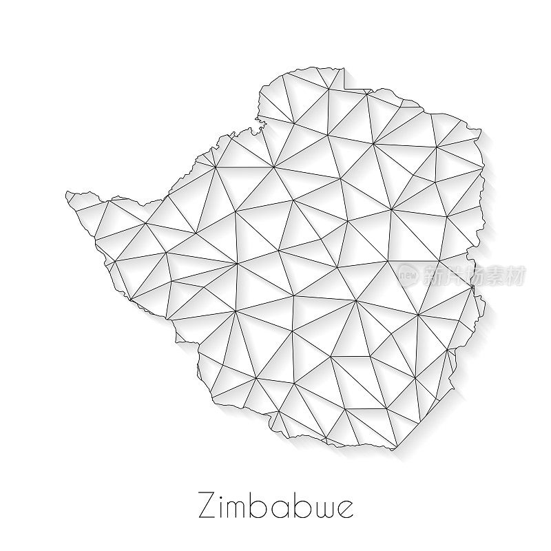 津巴布韦地图连接-网络网格上的白色背景