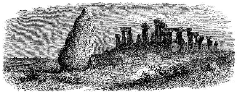 英格兰威尔特郡索尔兹伯里平原上的巨石阵――19世纪