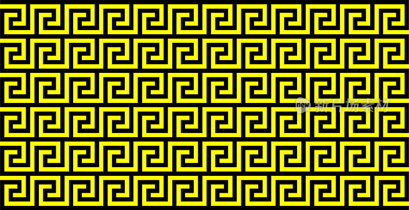 无缝曲流模式在黑色和黄色，希腊关键模式背景
