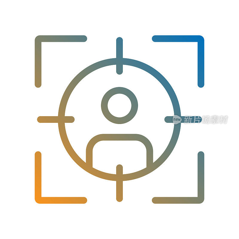 目标观众线图标，轮廓矢量符号