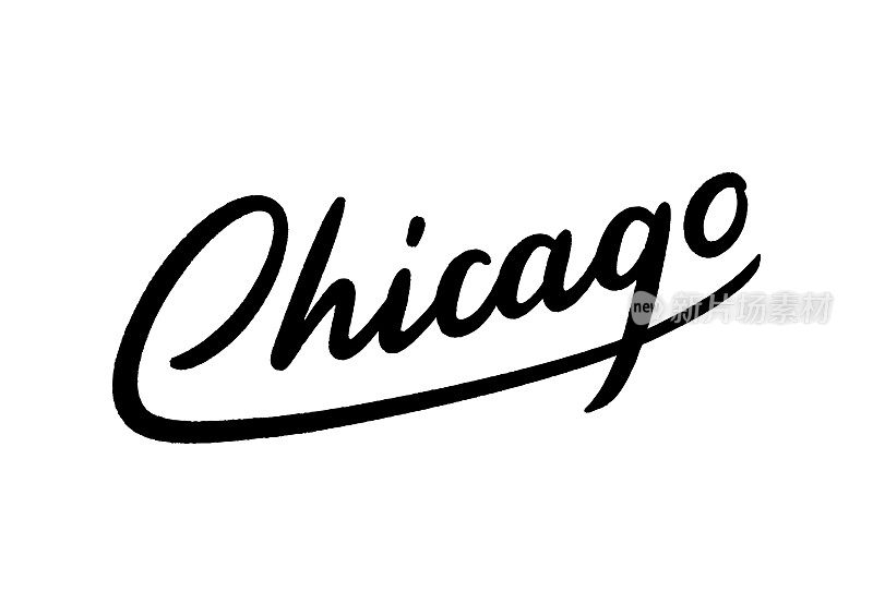白色背景上的芝加哥手写字母