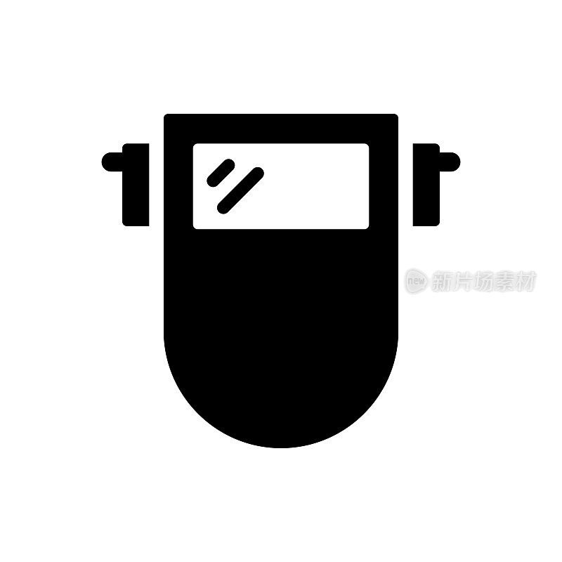 焊接头盔图标，矢量符号插图。