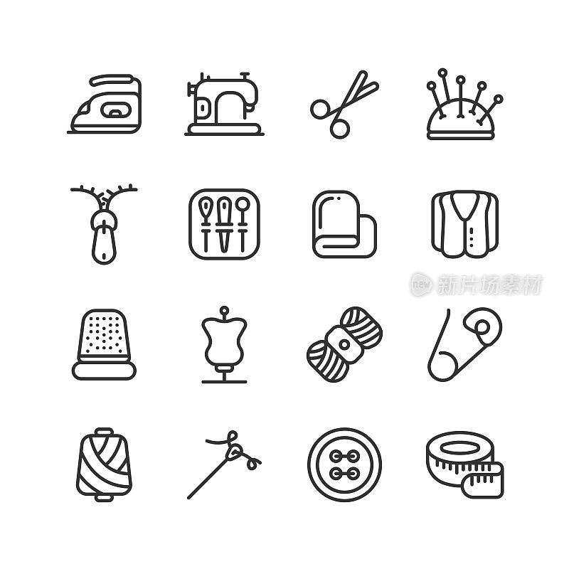 采购产品缝纫机,缝纫机,熨斗,剪刀,拉链,针垫图标