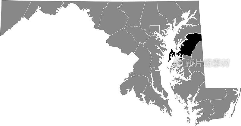 美国马里兰州安妮女王郡的位置地图