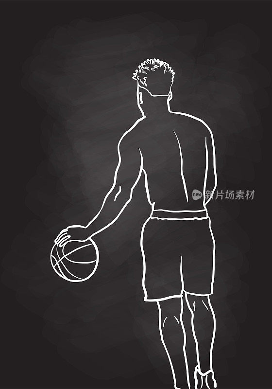 篮球运动员后视图黑板