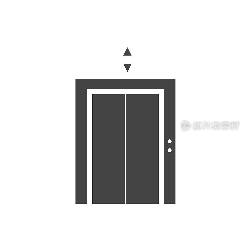电梯矢量图标与按钮在白色孤立的背景。