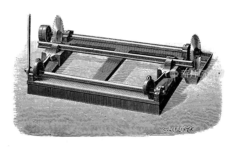 19世纪工业、技术和工艺的仿古插画:冶金钢轨刮擦