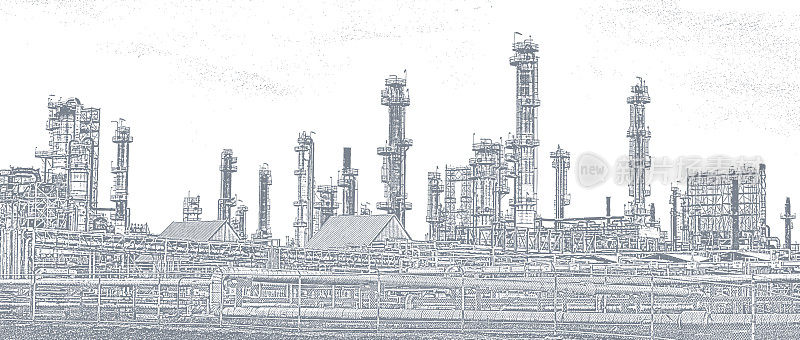 一个炼油厂的矢量插图