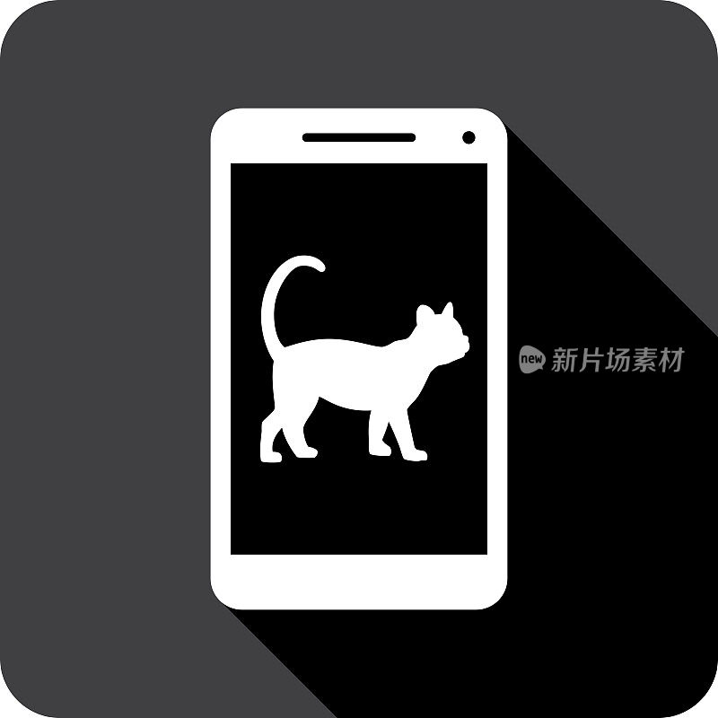 猫咪智能手机图标剪影