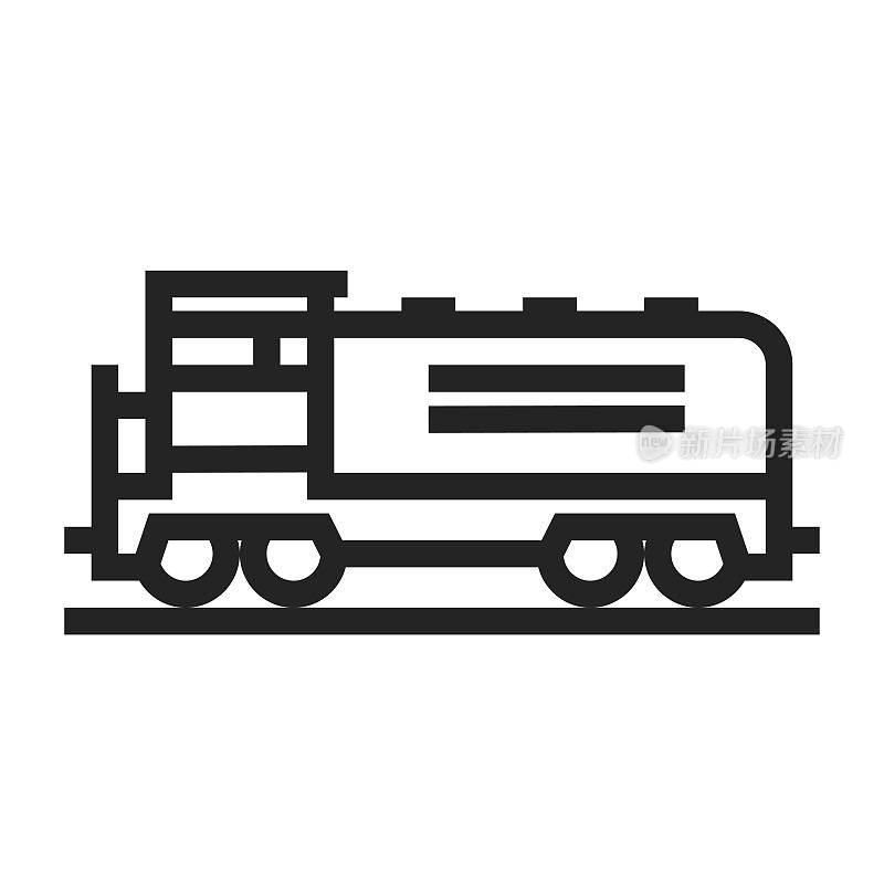 货运柴油机车线路图标。铁路运输标志