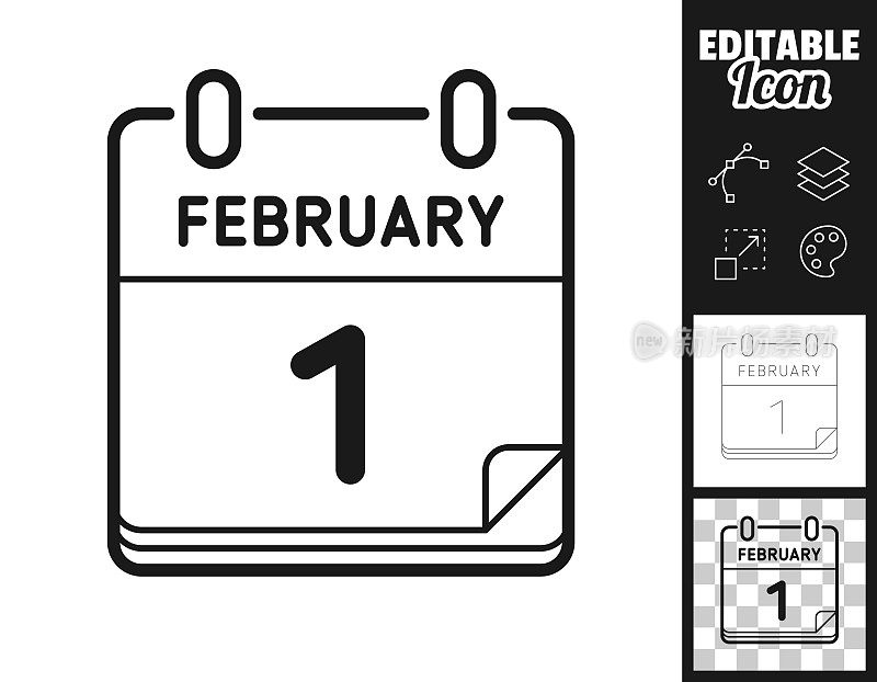 2月1日。图标设计。轻松地编辑