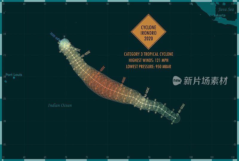 2020年“铁dro”气旋追踪南印度洋信息图