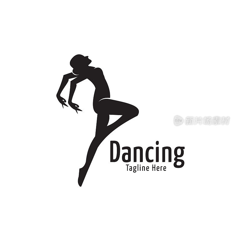 矢量符号设计的舞蹈女子剪影，舞蹈插图