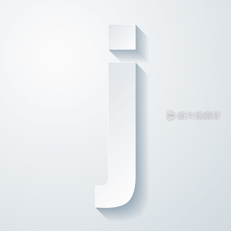 字母j.空白背景上剪纸效果的图标