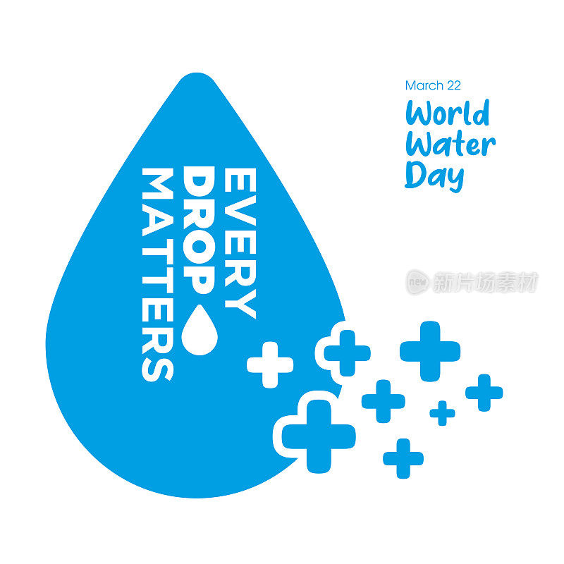 世界水日。每一滴都很重要。矢量水滴概念股票插图
