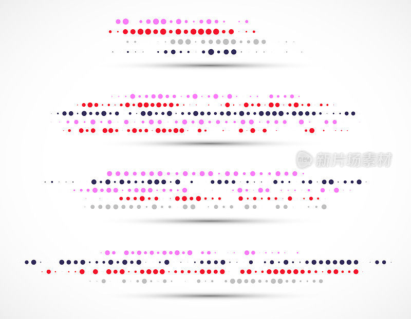 矢量分割线集的半色调网点梯度图案收集在白色的背景