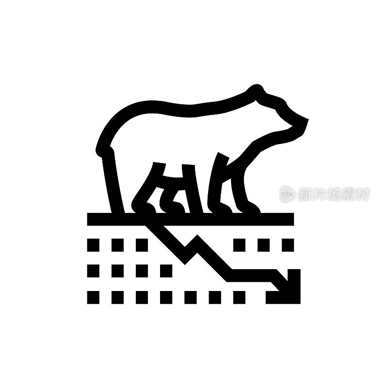 经济危机和熊市线图标，设计，像素完美，可编辑笔触。标志、标志、符号。