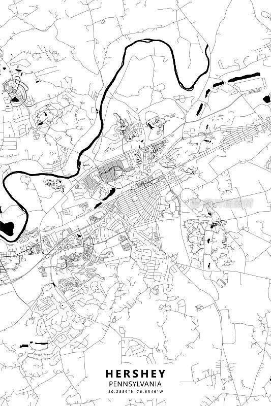 好时，宾夕法尼亚州，美国矢量地图
