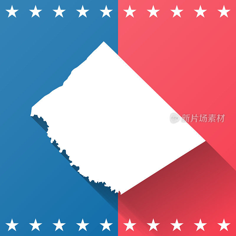 德克萨斯州考德威尔县。地图在蓝色和红色的背景