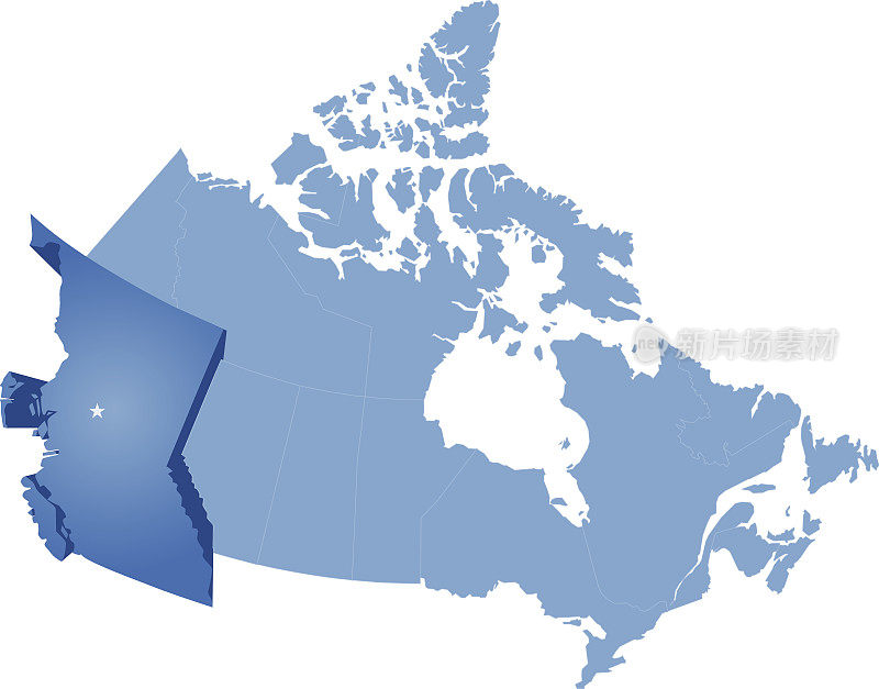 加拿大地图-不列颠哥伦比亚省