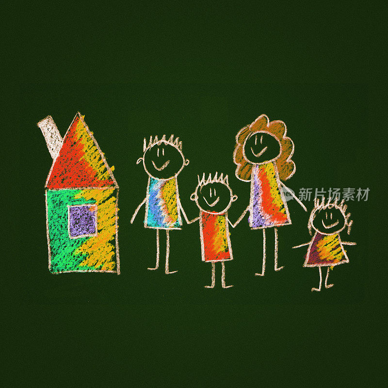 五彩斑斓的家庭图画。