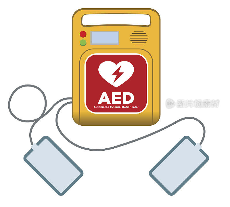 自动体外除颤器(AED)，主机和电极垫