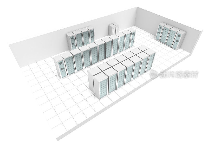 服务器室3d俯视图(白色隔离)