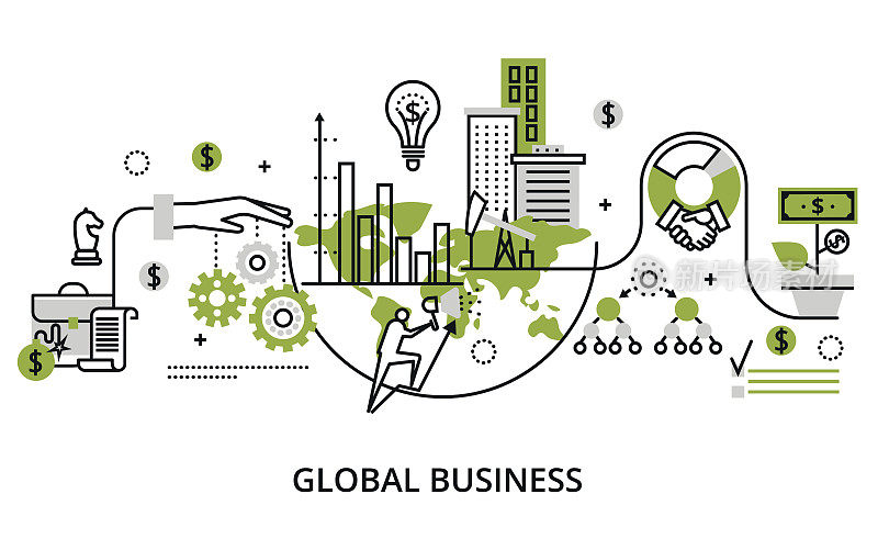 全球业务流程和全球金融成功的概念
