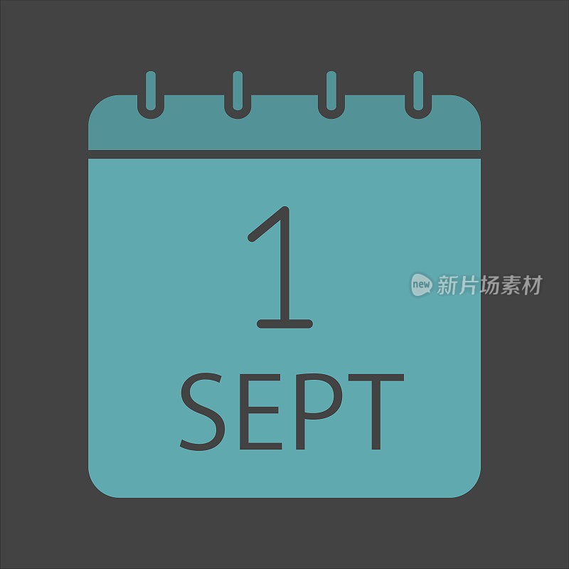 9月1日日期字形彩色图标