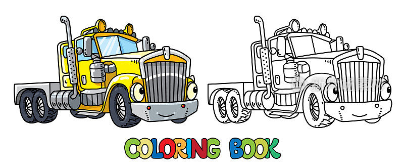滑稽的有眼睛的重型卡车。彩色书