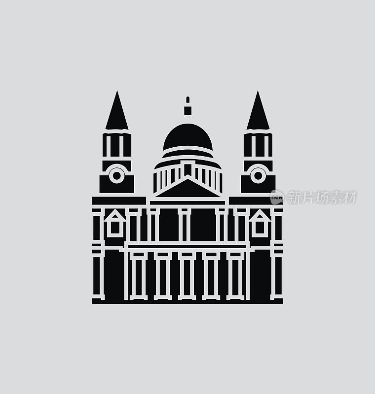 圣保罗大教堂立体矢量插图