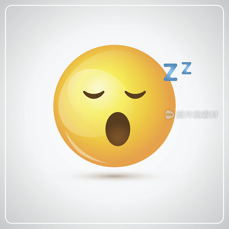 黄色微笑卡通脸睡觉的人情感图标