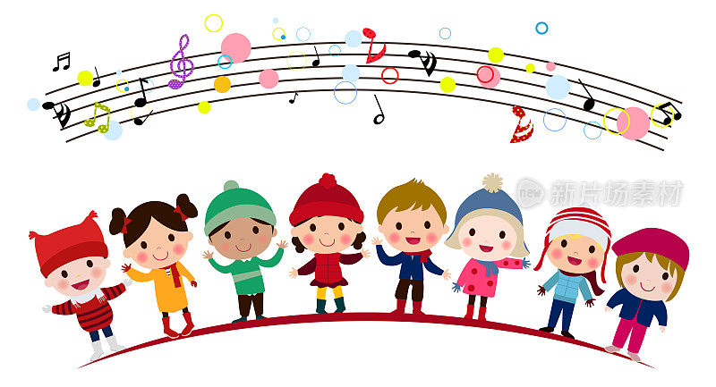 一群孩子唱歌的插图