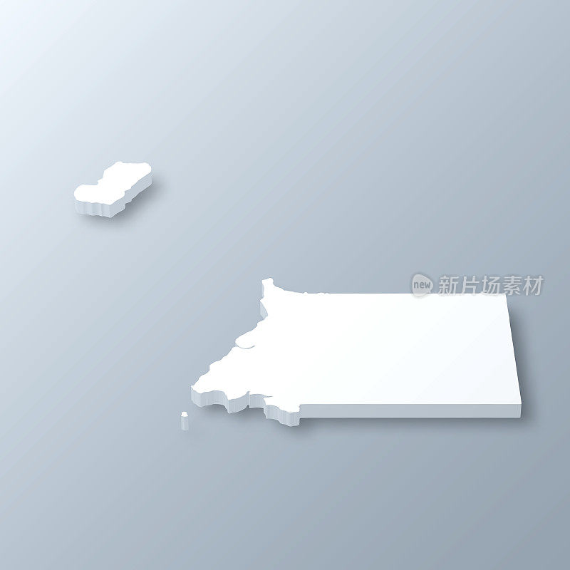 赤道几内亚三维地图上的灰色背景